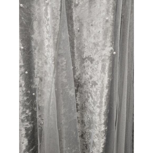 Anthropologie Raga Skirt Plus 1X Velvet Tulle Overlay Pearl Detail Midi Gray NWT - Picture 6 of 9